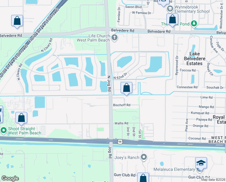 map of restaurants, bars, coffee shops, grocery stores, and more near 4490 Buena Tara Drive in West Palm Beach