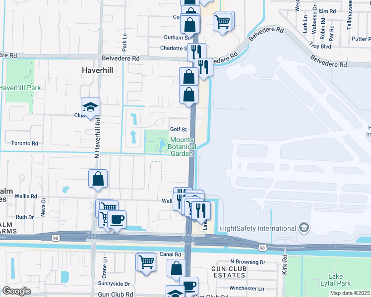 map of restaurants, bars, coffee shops, grocery stores, and more near 559 North Military Trail in West Palm Beach
