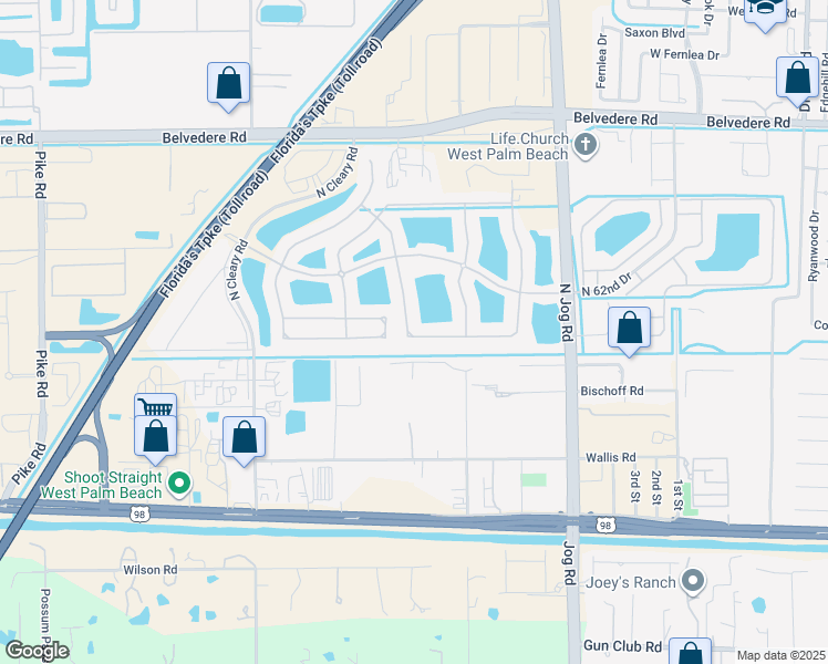 map of restaurants, bars, coffee shops, grocery stores, and more near 635 Cresta Circle in West Palm Beach