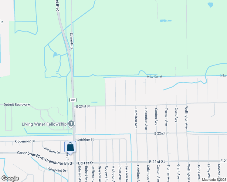 map of restaurants, bars, coffee shops, grocery stores, and more near 2313 McArthur Avenue in Alva