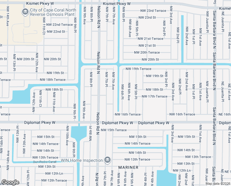 map of restaurants, bars, coffee shops, grocery stores, and more near 1736 Northwest 7th Avenue in Cape Coral