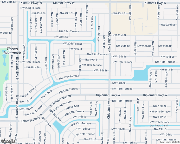 map of restaurants, bars, coffee shops, grocery stores, and more near 1711 Northwest 18th Street in Cape Coral
