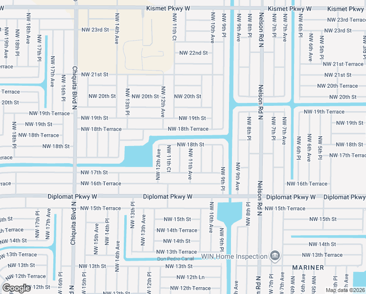 map of restaurants, bars, coffee shops, grocery stores, and more near 1119 Northwest 18th Street in Cape Coral