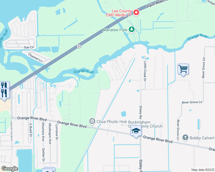 map of restaurants, bars, coffee shops, grocery stores, and more near 3940 Ellis Road in Fort Myers