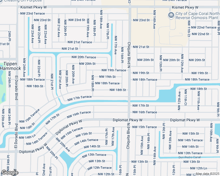 map of restaurants, bars, coffee shops, grocery stores, and more near 1711 Northwest 18th Street in Cape Coral