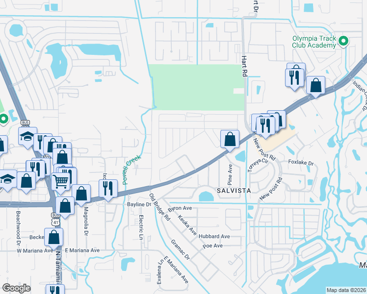 map of restaurants, bars, coffee shops, grocery stores, and more near 201 Captains Walk in North Fort Myers