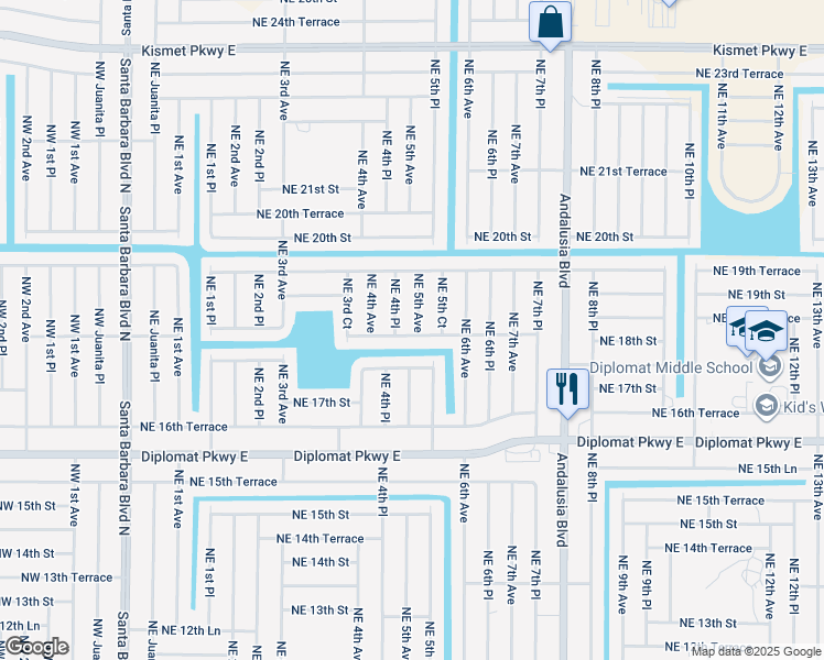 map of restaurants, bars, coffee shops, grocery stores, and more near 1810 NE 5th Ave in Cape Coral