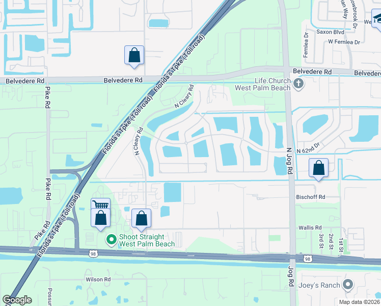 map of restaurants, bars, coffee shops, grocery stores, and more near 7074 Aliso Avenue in West Palm Beach