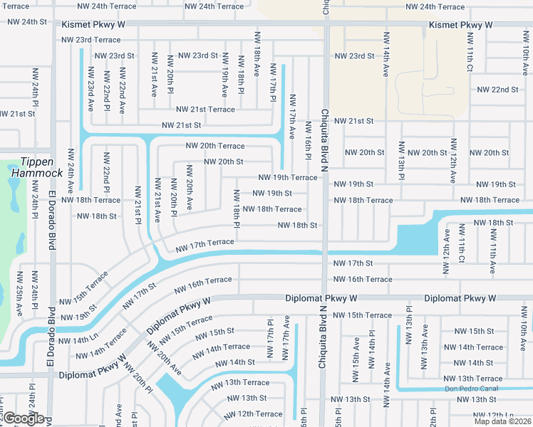 map of restaurants, bars, coffee shops, grocery stores, and more near 1722 Northwest 18th Terrace in Cape Coral
