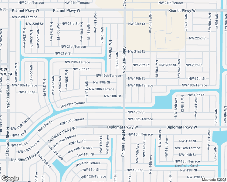 map of restaurants, bars, coffee shops, grocery stores, and more near 1617 Northwest 18th Street in Cape Coral