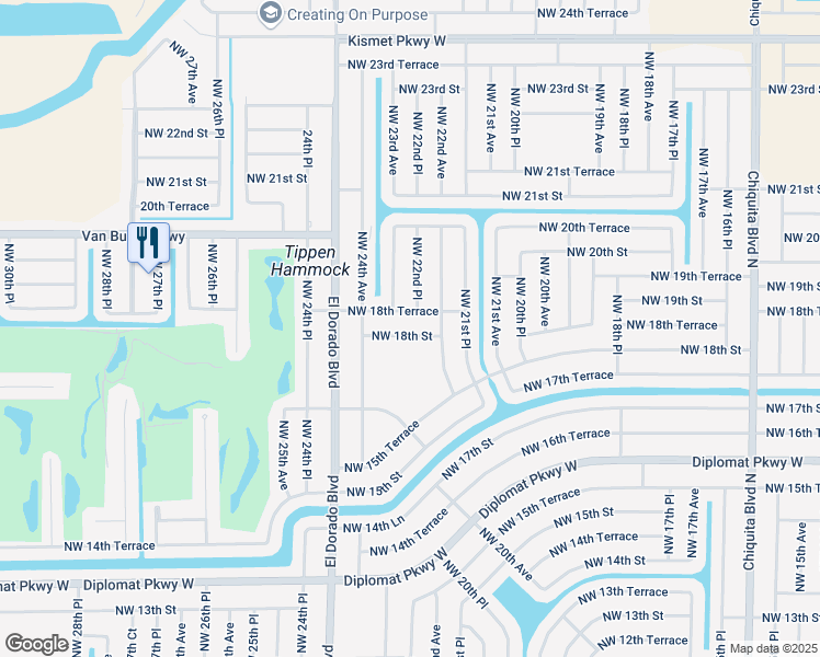map of restaurants, bars, coffee shops, grocery stores, and more near 2217 Northwest 18th Street in Cape Coral