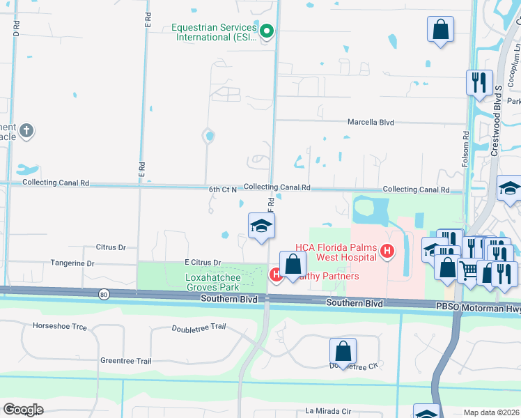 map of restaurants, bars, coffee shops, grocery stores, and more near 13528 6th Court North in Loxahatchee