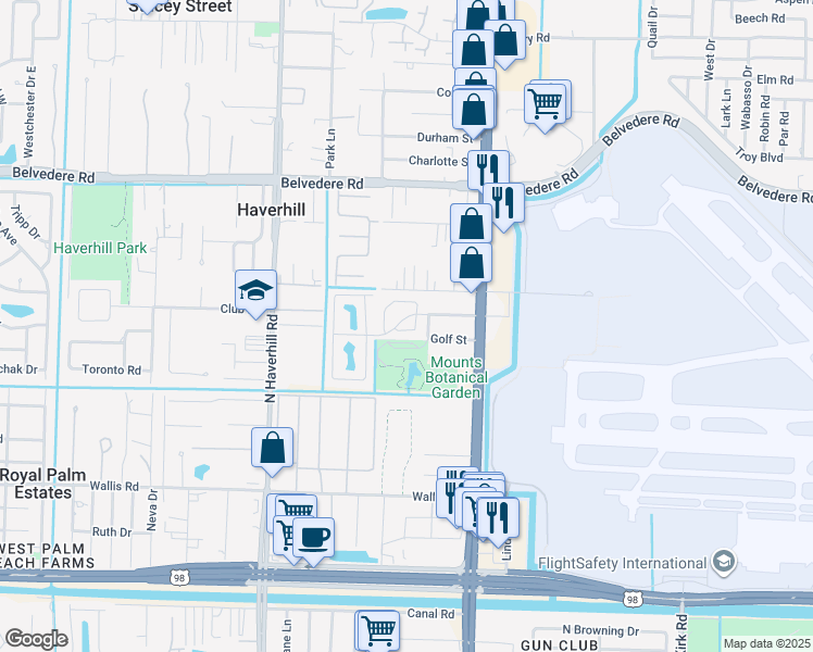 map of restaurants, bars, coffee shops, grocery stores, and more near 559 North Military Trail in West Palm Beach