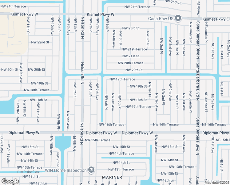map of restaurants, bars, coffee shops, grocery stores, and more near 1804 Northwest 5th Place in Cape Coral