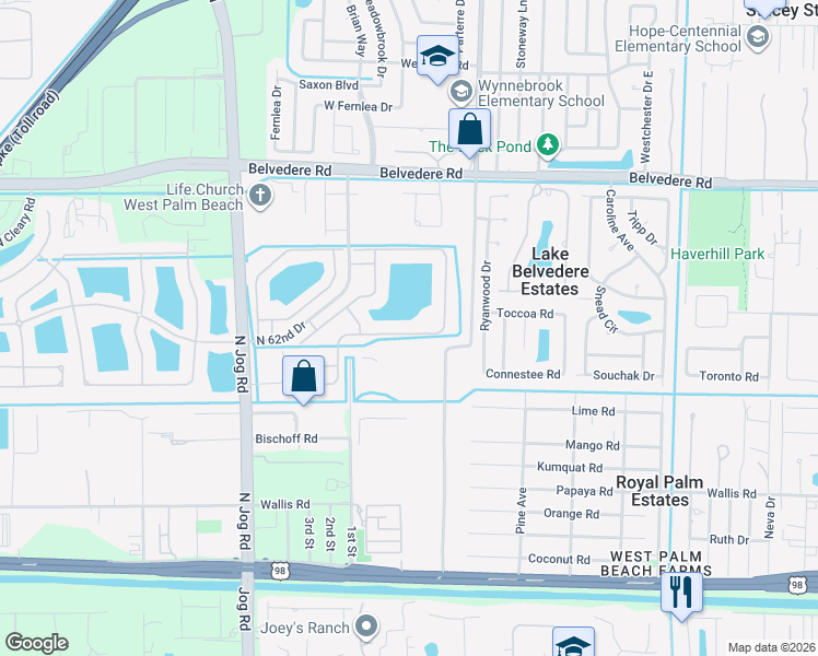 map of restaurants, bars, coffee shops, grocery stores, and more near 6397 Adriatic Way in Greenacres