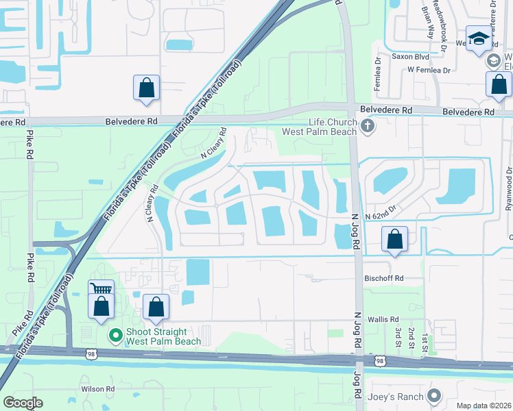 map of restaurants, bars, coffee shops, grocery stores, and more near 736 Cresta Circle in West Palm Beach