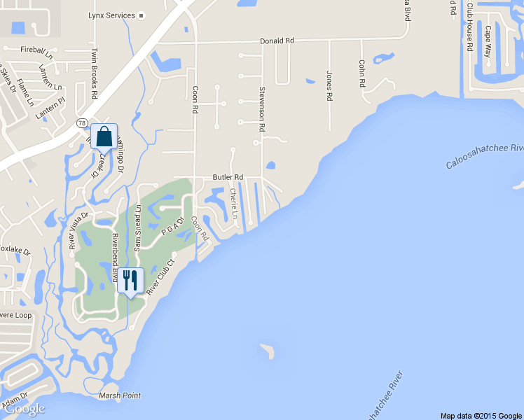 map of restaurants, bars, coffee shops, grocery stores, and more near 1818 Stevenson Road in North Fort Myers