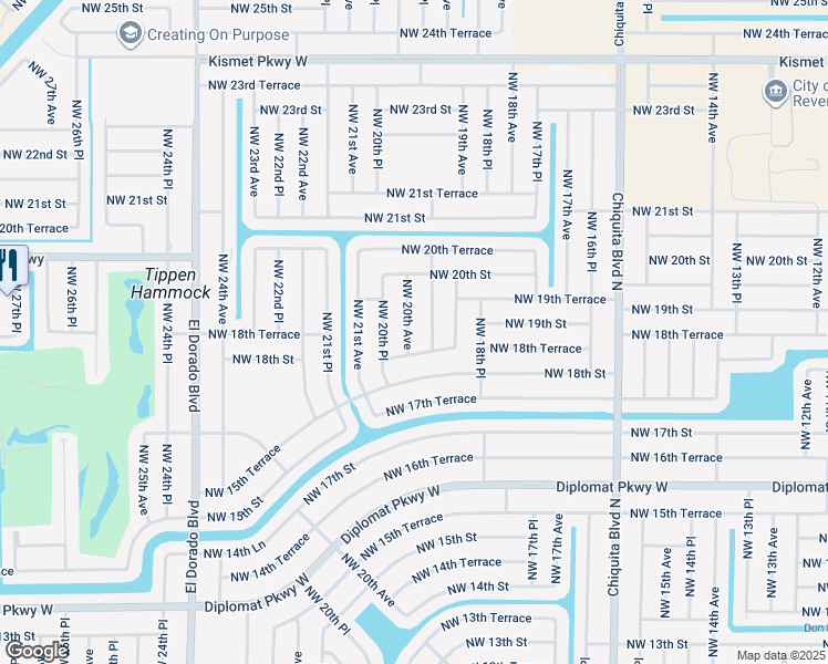 map of restaurants, bars, coffee shops, grocery stores, and more near 1825 Northwest 20th Avenue in Cape Coral