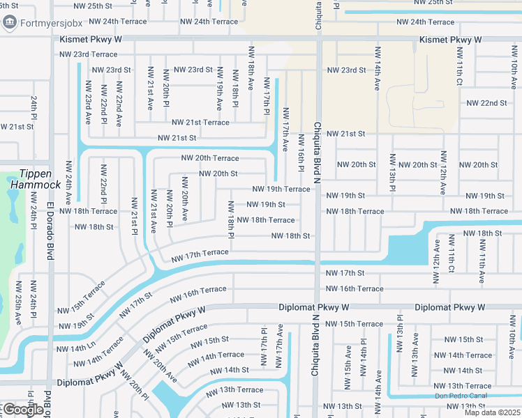 map of restaurants, bars, coffee shops, grocery stores, and more near 1722 Northwest 19th Street in Cape Coral