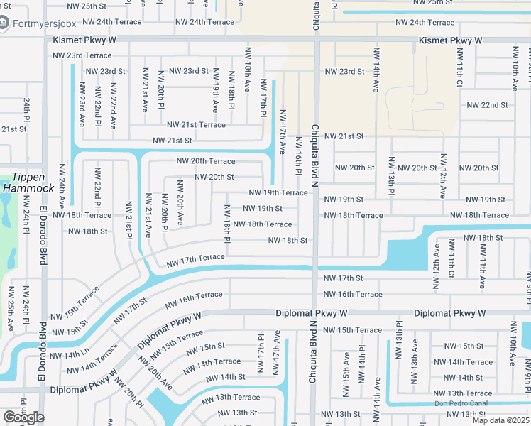 map of restaurants, bars, coffee shops, grocery stores, and more near 1714 Northwest 19th Street in Cape Coral