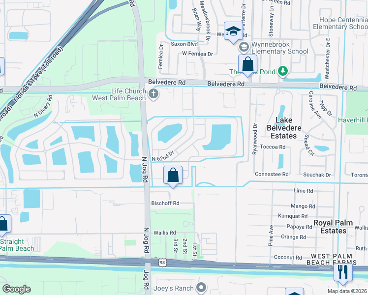 map of restaurants, bars, coffee shops, grocery stores, and more near 687 Perdido Heights Drive in Greenacres