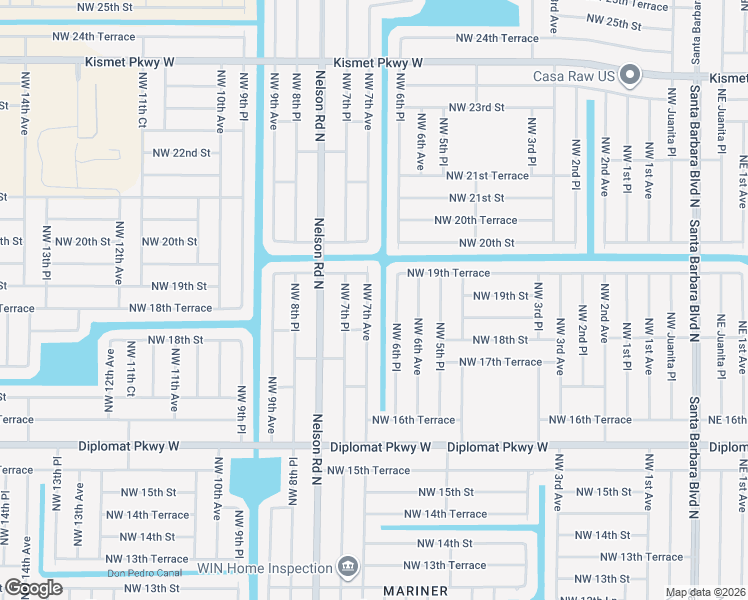 map of restaurants, bars, coffee shops, grocery stores, and more near 1822 Northwest 7th Avenue in Cape Coral