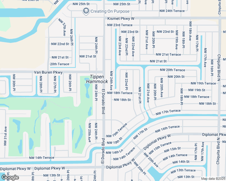 map of restaurants, bars, coffee shops, grocery stores, and more near 1821 Northwest 24th Avenue in Cape Coral