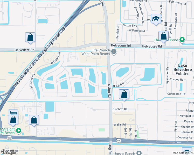 map of restaurants, bars, coffee shops, grocery stores, and more near 436 Cresta Circle in West Palm Beach
