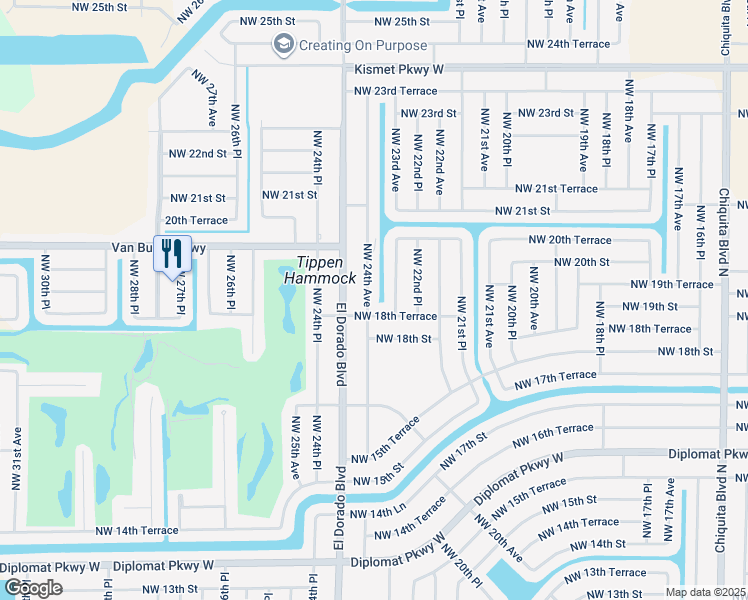 map of restaurants, bars, coffee shops, grocery stores, and more near 1821 NW 24th Ave in Cape Coral