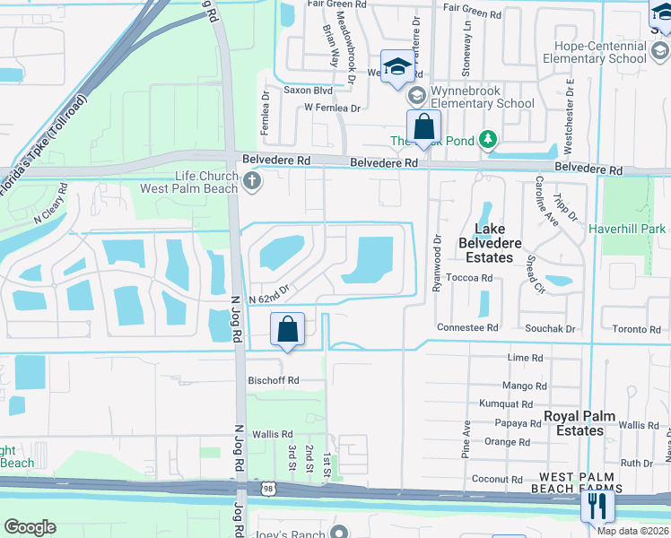 map of restaurants, bars, coffee shops, grocery stores, and more near 752 Perdido Heights Drive in Greenacres