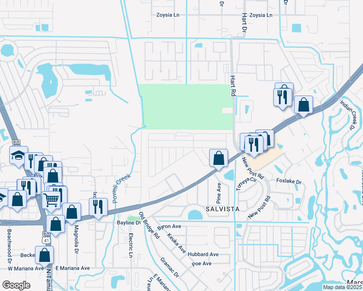 map of restaurants, bars, coffee shops, grocery stores, and more near 161 Chisholm Trail in North Fort Myers