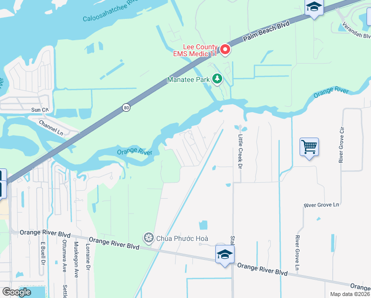 map of restaurants, bars, coffee shops, grocery stores, and more near 3860 Ellis Road in Fort Myers