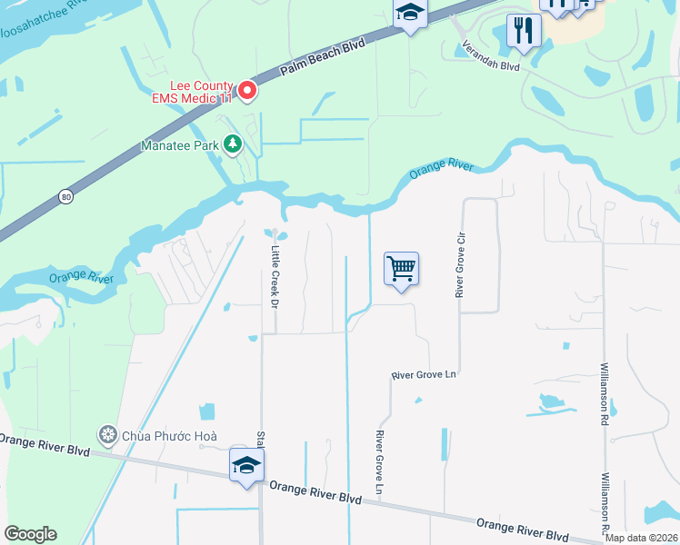 map of restaurants, bars, coffee shops, grocery stores, and more near 11190 Equestrian Circle in Fort Myers