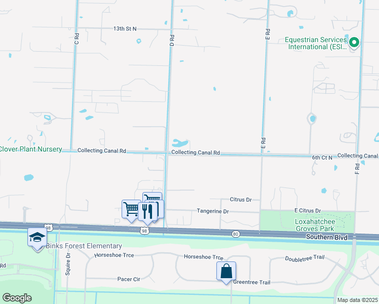 map of restaurants, bars, coffee shops, grocery stores, and more near 14285 42nd Trail in Loxahatchee Groves