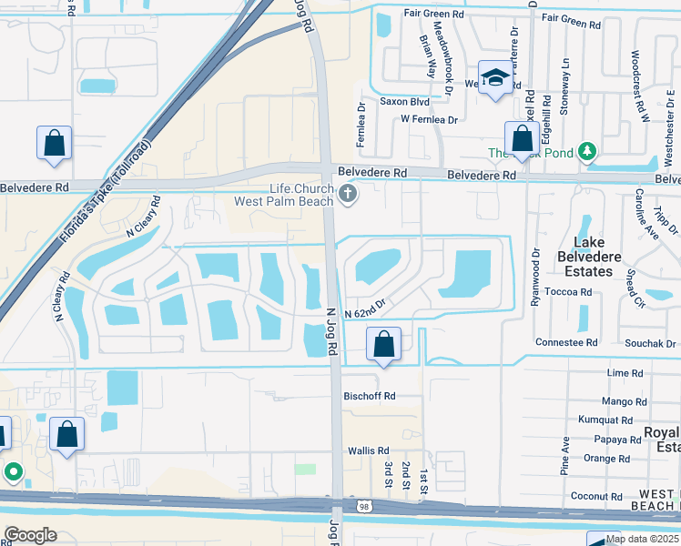 map of restaurants, bars, coffee shops, grocery stores, and more near 753 Imperial Lake Road in West Palm Beach