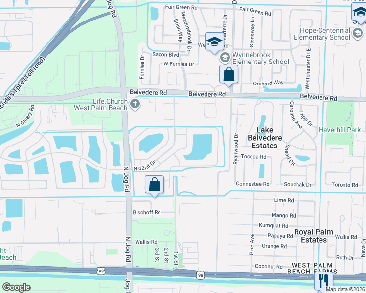 map of restaurants, bars, coffee shops, grocery stores, and more near 752 Perdido Heights Drive in Greenacres