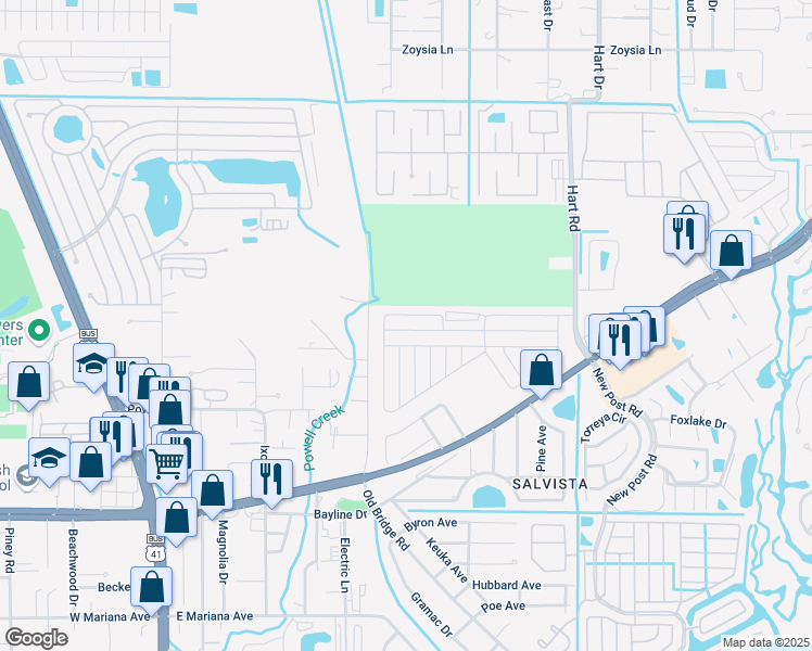 map of restaurants, bars, coffee shops, grocery stores, and more near 219 Captains Walk in North Fort Myers