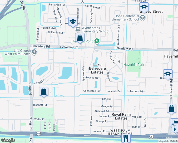 map of restaurants, bars, coffee shops, grocery stores, and more near 5845 Gypsum Pl in West Palm Beach