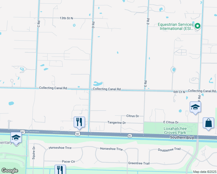map of restaurants, bars, coffee shops, grocery stores, and more near 14285 42nd Trail in Loxahatchee Groves
