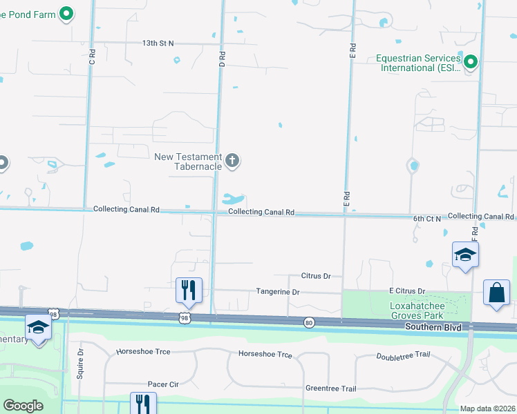 map of restaurants, bars, coffee shops, grocery stores, and more near 14285 42nd Trail in Loxahatchee Groves