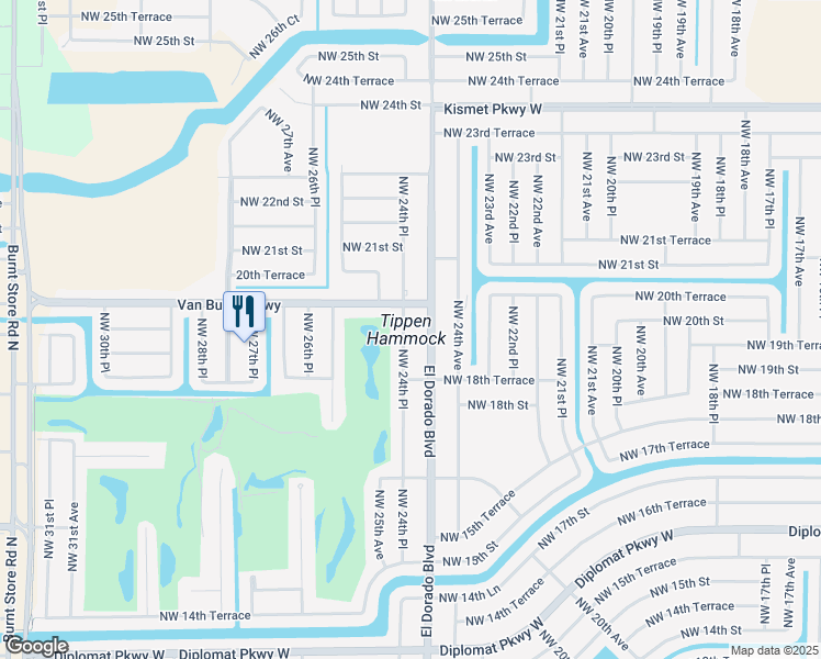 map of restaurants, bars, coffee shops, grocery stores, and more near 1918 Northwest 24th Place in Cape Coral
