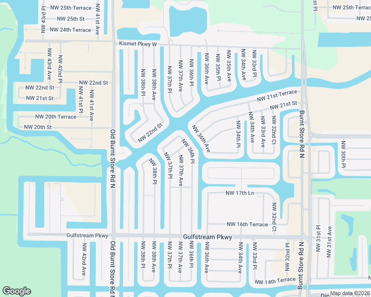 map of restaurants, bars, coffee shops, grocery stores, and more near 3619 Northwest 20th Street in Cape Coral