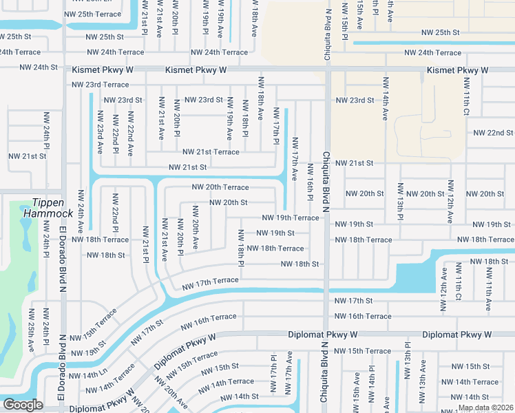 map of restaurants, bars, coffee shops, grocery stores, and more near 1734 Northwest 20th Street in Cape Coral