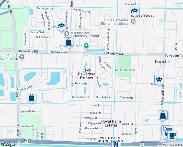 map of restaurants, bars, coffee shops, grocery stores, and more near 810 Quartz Terrace in West Palm Beach