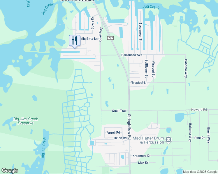 map of restaurants, bars, coffee shops, grocery stores, and more near 15690 Quail Trail in Bokeelia