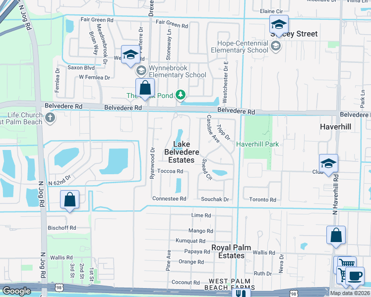 map of restaurants, bars, coffee shops, grocery stores, and more near 817 Quartz Terrace in West Palm Beach