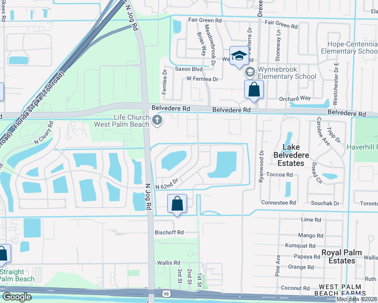 map of restaurants, bars, coffee shops, grocery stores, and more near 1048 Imperial Lake Road in West Palm Beach