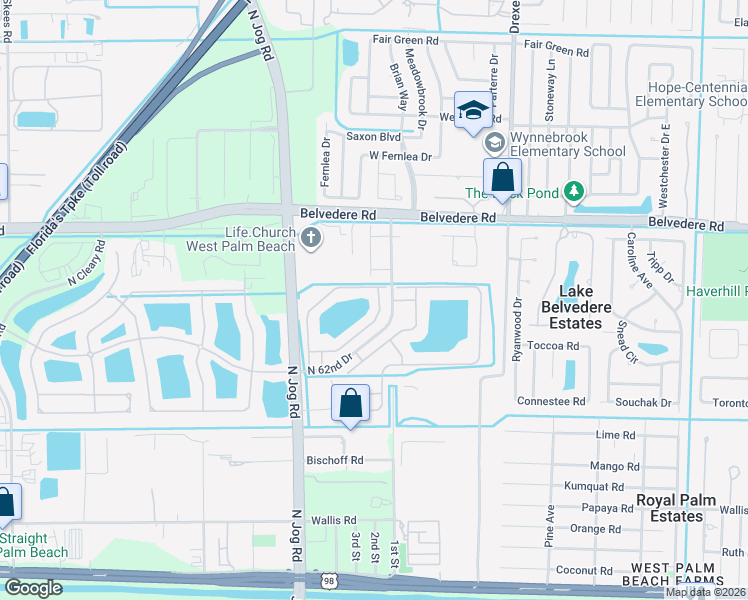 map of restaurants, bars, coffee shops, grocery stores, and more near 1048 Imperial Lake Road in West Palm Beach