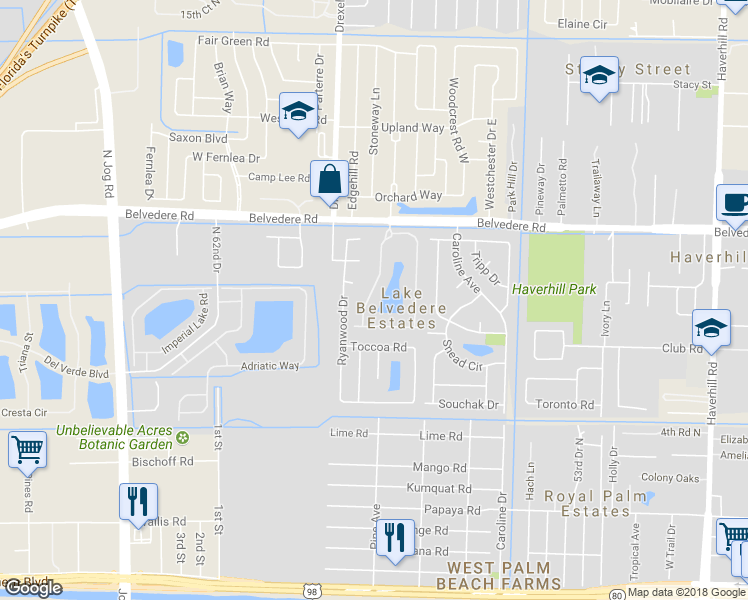 map of restaurants, bars, coffee shops, grocery stores, and more near 832 Fieldstone Way in West Palm Beach