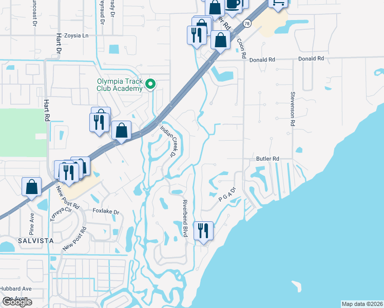 map of restaurants, bars, coffee shops, grocery stores, and more near 1904 Flamingo Drive in North Fort Myers